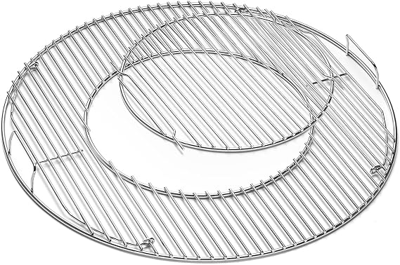 22.5 Inch Grill Grate Replacement 8835 for Weber Charcoal Kettle Grills | Round Grate Fits 22.5 Kettle/Performer/Master-Touch,Replace Weber OEM Part 8835,Flip Hinged for Easy Adding Charcoal