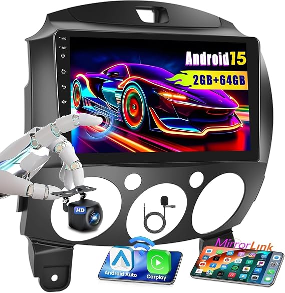64G 9'' Android 15 Car Stereo for Mazda 2 2007-2014