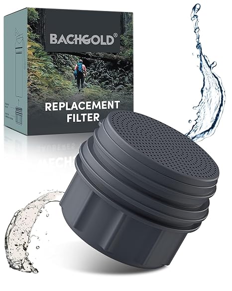 Bachgold Camping Water Replacement Filter for 500 ml bottle - Portable Water Filter Hiking & Backpacking - Water Purification Bottle Clean Water in Seconds for Outdoor & Survival Adventures