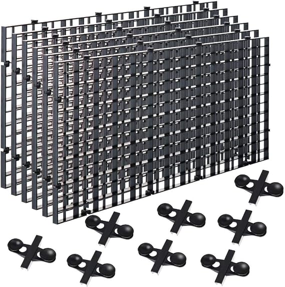 6 Pcs Aquarium Fish Tank Divider Plastic Egg Crate Aquarium Filter Bottom Tray Grid Isolation Board Partition Net Pane Separator for Mixed Breeding Light Diffuser,8 Pcs Sucker Clips Suction Cups,Black