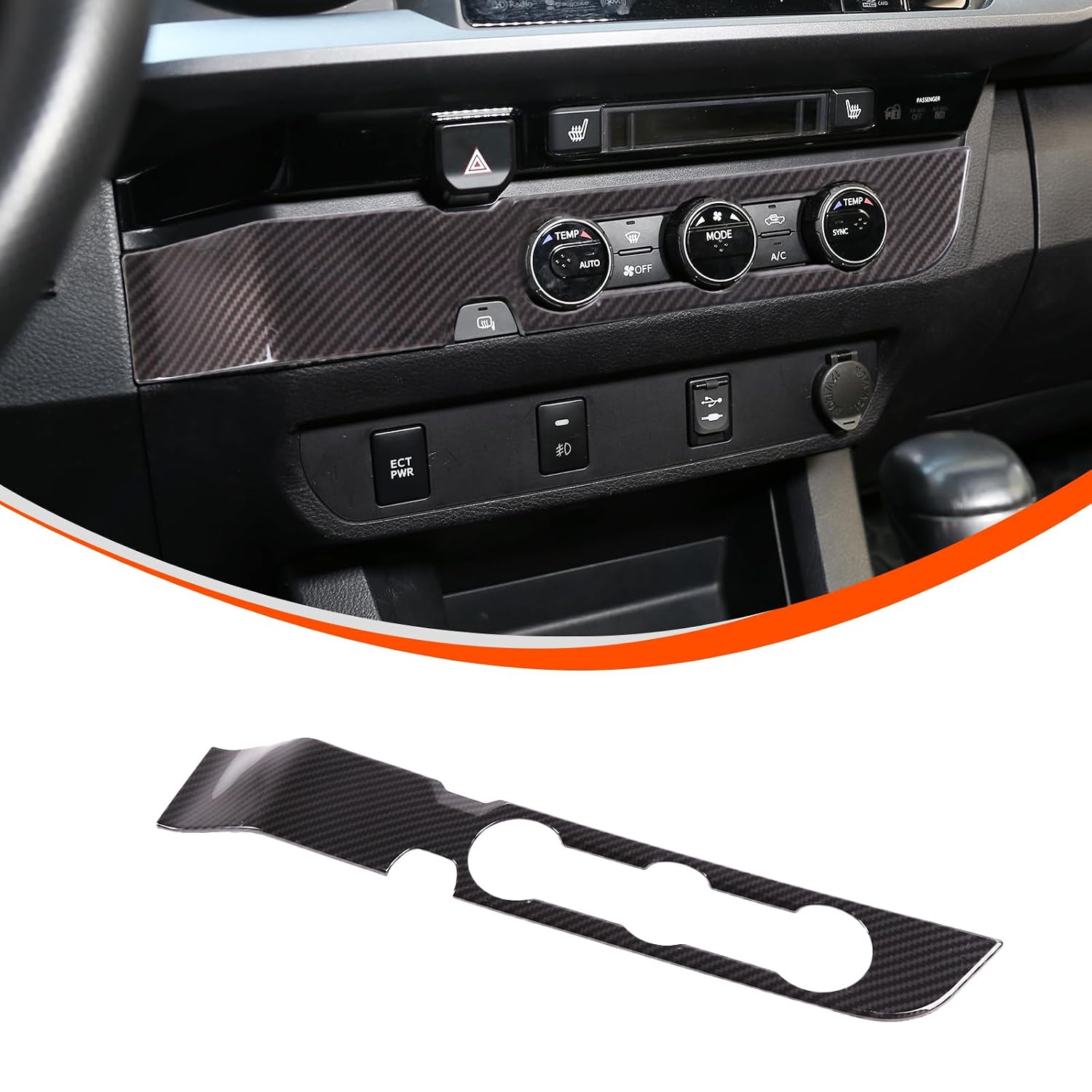 Fit for Tacoma 2015 2016 2017 2018 2019 2020 2021 2022 2023 LHD Car AC Control Switch Panel,Center Console Air Vent Outlet Air Condition Vent Cover Trim Car Accessories Carbon Fiber,3 Holes