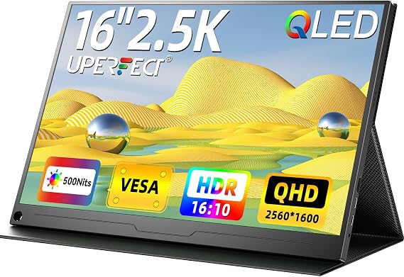 UPERFECT 16" 2.5K Portable Monitor QLED, 120% sRGB HDR Display