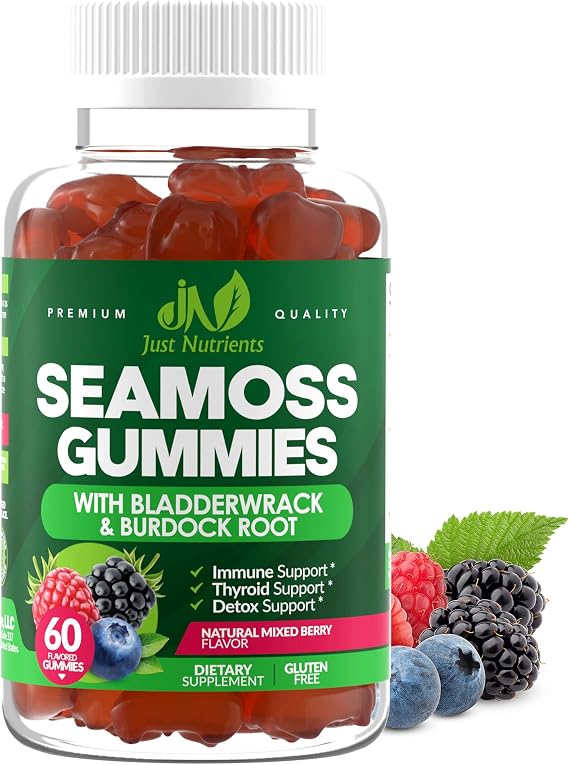Sea Moss 3000mg Gummies with Bladderwrack and Burdock Root for Men & Women