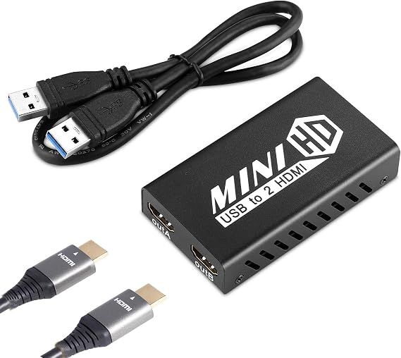 USB 3.0 to Dual HDMI Adapter, Compatible with Windows ChromeBook MacBook