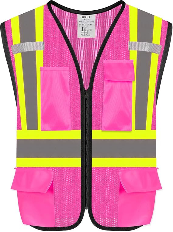 Safety Vest with Pockets - High Visibility Reflective Mesh Vest for Men & Women