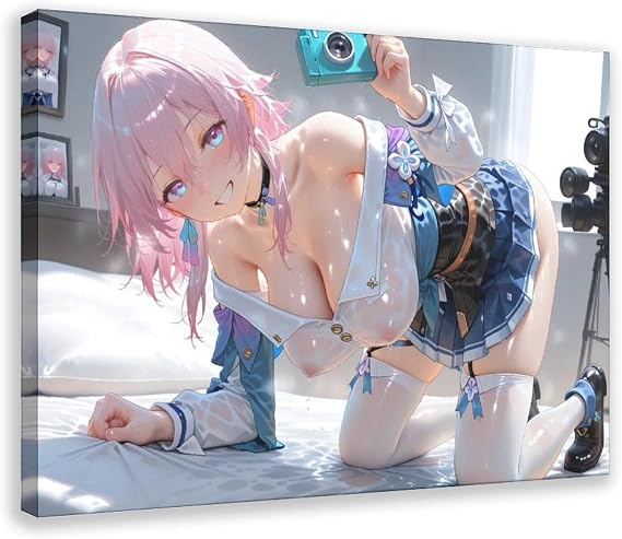 AI Japanese Anime, AI Sexy Girl, AI Anime Drawing44 Canvas Poster Wall Art Decor Print Picture Paintings for Living Room Bedroom Decoration Frame: