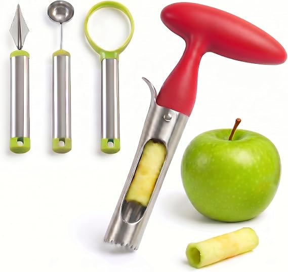 4 Pcs Apple Corer, Stainless Ergonomic Handle Multi-Tool