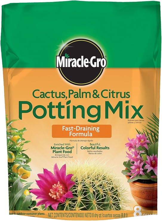 Miracle-Gro Cactus, Palm & Citrus Potting Mix, 8 qt. | Palm and Citrus Potting Mix, For Indoor or Outdoor Container Plants, Great for Succulents