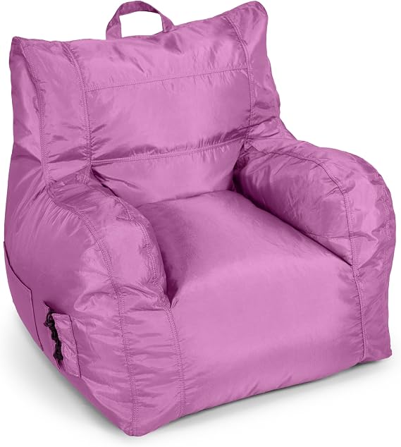 Big Joe Dorm Bean Bag Chair with Drink Holder and Pocket, Radiant Orchid Smartmax, Durable Polyester Nylon Blend, 3 feet