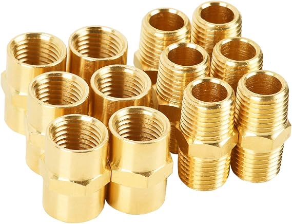 SUNGATOR 12-Pack 1/4" NPT Female & Male Brass Pipe Fitting Adapter Kit