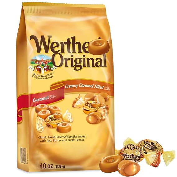 Original Hard Candy, 40oz Mix of 2 Caramel Candies Classic Caramel Hard Candy & Creamy Caramels Filled, Individually Wrapped for Sharing, Gifting or Snacking