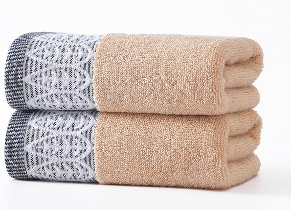 2 Pack Decorative Hand Towels, Leaf Design Cotton | Highly Absorbent Towels Set for Bathroom, Face Spa, Kitchen, 13 x 30 Inches