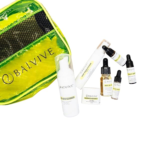Skincare Travel/Starter Set Cleanser, Vitamin C Serum, Facial Oil, Niacinamide Moisturizer & SPF Hydrating Travel Essentials for Radiant, Smooth-Looking Skin