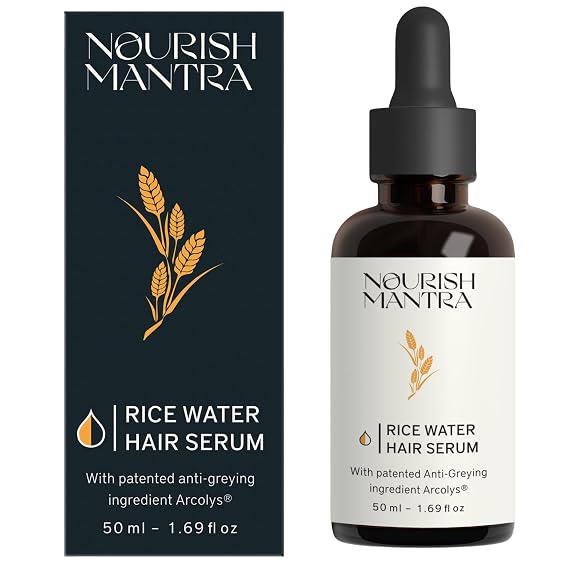 Nourish Mantra - Anti-Greying Rice Water Serum | with Rice Water, Arcolys & Fenugreek Extract | Shows Effective Results Against Premature Grey Hair & Hair Aging Signs | for Men & Women | 50ml