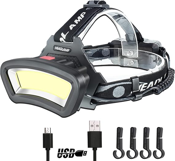 DARKBEAM LED Headlamp COB Floodlight Rechargeable with Red Light 2000 Lumen | Bright Head Lamps Headlight, Headlamps Head Flash Lights for Adults, Car Maintenance and Night Construction Work 6-10 Hours