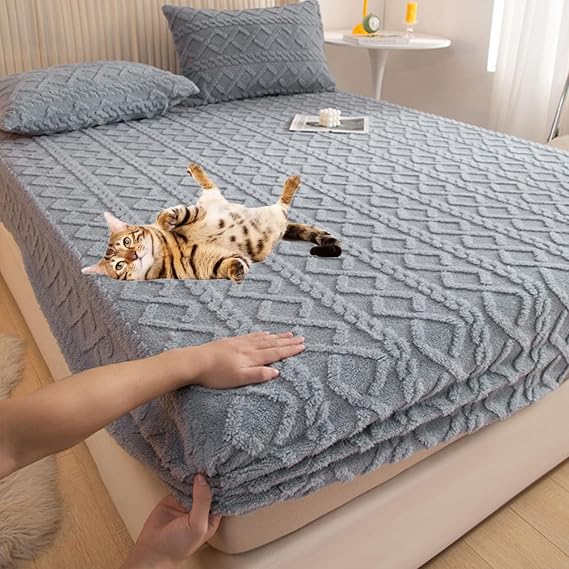 Elastic Bed Sheets - Queen & King Sizes, Quilted (Gray, Twin XL Size)