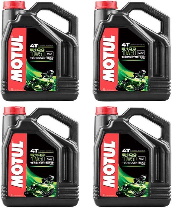 Motul 104076 Set of 4 5100 4T 10W-50 Motor Oil 1-Gallon Bottles
