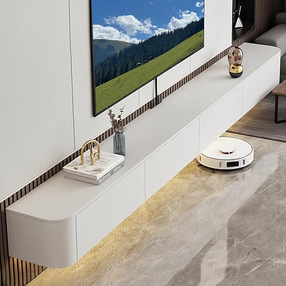 Floating tv stand cabinet，wall mounted tv unit，TV cabinet with Doors in Media Wall Unit，Entertainment storage TV console for living room and