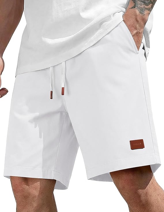 COOFANDY Mens Cotton Chino Shorts 9 Inch Casual Shorts Summer Beach Shorts