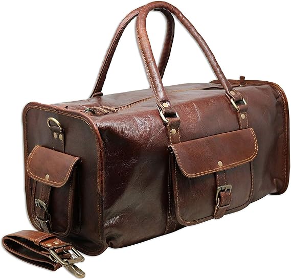 60 cm Leather Duffle Bag Travel Carry-On Waterproof Luggage Overnight Gym Weekender Bag