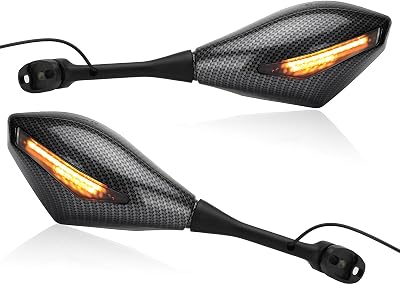 LKV Motorcycle Rear View Mirrors with Turn Signals LED Compatible with Honda CBR250R CBR300R CBR500R CBR600RR CBR600 F4 F4I CBR1000RR Rear Mirror Replacement