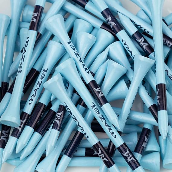 MAZEL Natural Wood/Bamboo Golf Tees 2 3/4 Inch & 3 1/4 Inch,Pack 50 or 120,Reduce Friction & Side Spin,More Stable Golf Tees