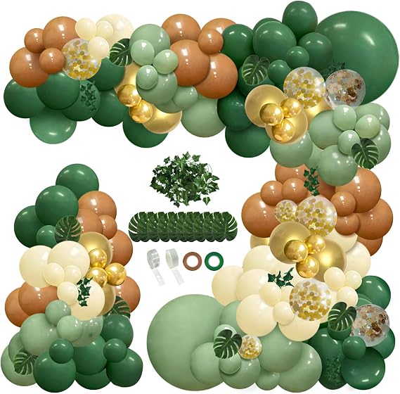 148 pcs Safari Jungle lion Balloon Arch Kit with Palm Leaves