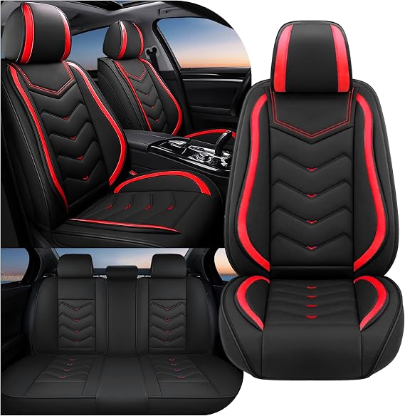 Car Seat Covers Fit for Ford F-150/F-250/F-350 2009-2026, Stylish Sport Seat Cover, Waterproof Wear-Resistant Premium Car Seat Cover,Ford F-150 Seat Covers. (Full Set/Black Red)