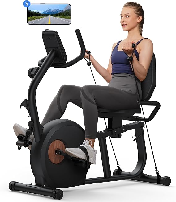 MERACH Recumbent Exercise Bikes for Home with Smart Bluetooth Equipment App | LCD, Heart Rate Handle Stationary Bikes for Home, Magnetic Recumbent Exercise Bike for Seniors Gym S08/S23