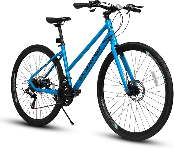 700C Hybrid Road Bike for Men & Women, 7/16/21/24 Speed, Lightweight Aluminum/Carbon Steel Frame Road Bike, Commuting/Racing Bike, Multiple Colors
