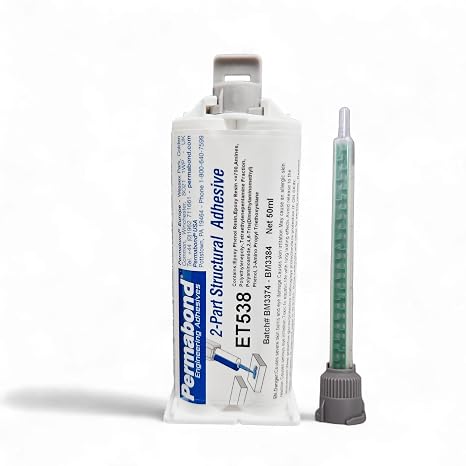 Permabond ET538 Two-Part Epoxy Adhesive, Gray, 1:1 Ratio, Slow Set 120-150 Min Working Time, High-Strength Structural Bond (Epoxy, 50ml)