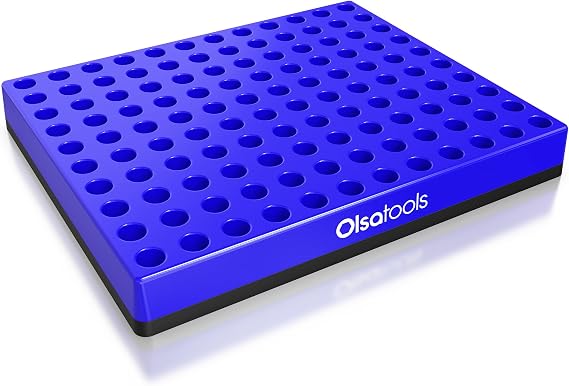 Olsa Tools Extra Large Hex Bit Organizer - Magnetic Base Tool Organizer - Screwdriver Bit Holder for Shop and Garage - Durable Construction - Professional Grade (Blue, XL - 1pc) - Part 1783