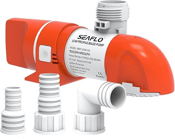 SEAFLO 14A Series 12V 1100 GPH Automatic Low Profile Water Sensing Bilge Pump | Compact, Efficient, and Reliable