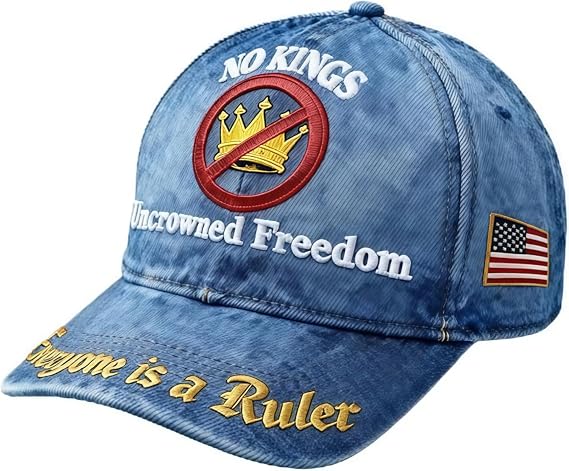 Freedom Baseball Cap, No Kings Protest Baseball Cap Uncrowned Freedom Unisex Adjustable Embroidered Cap