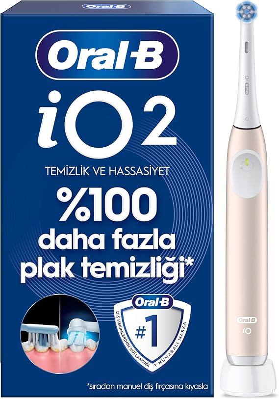 Oral-B iO2 Pembe Şarjlı/Elektrikli Diş Fırçası, 1 Fırça Başlığı, Tek Şarjda 4 Haftaya Varan Kullanım
