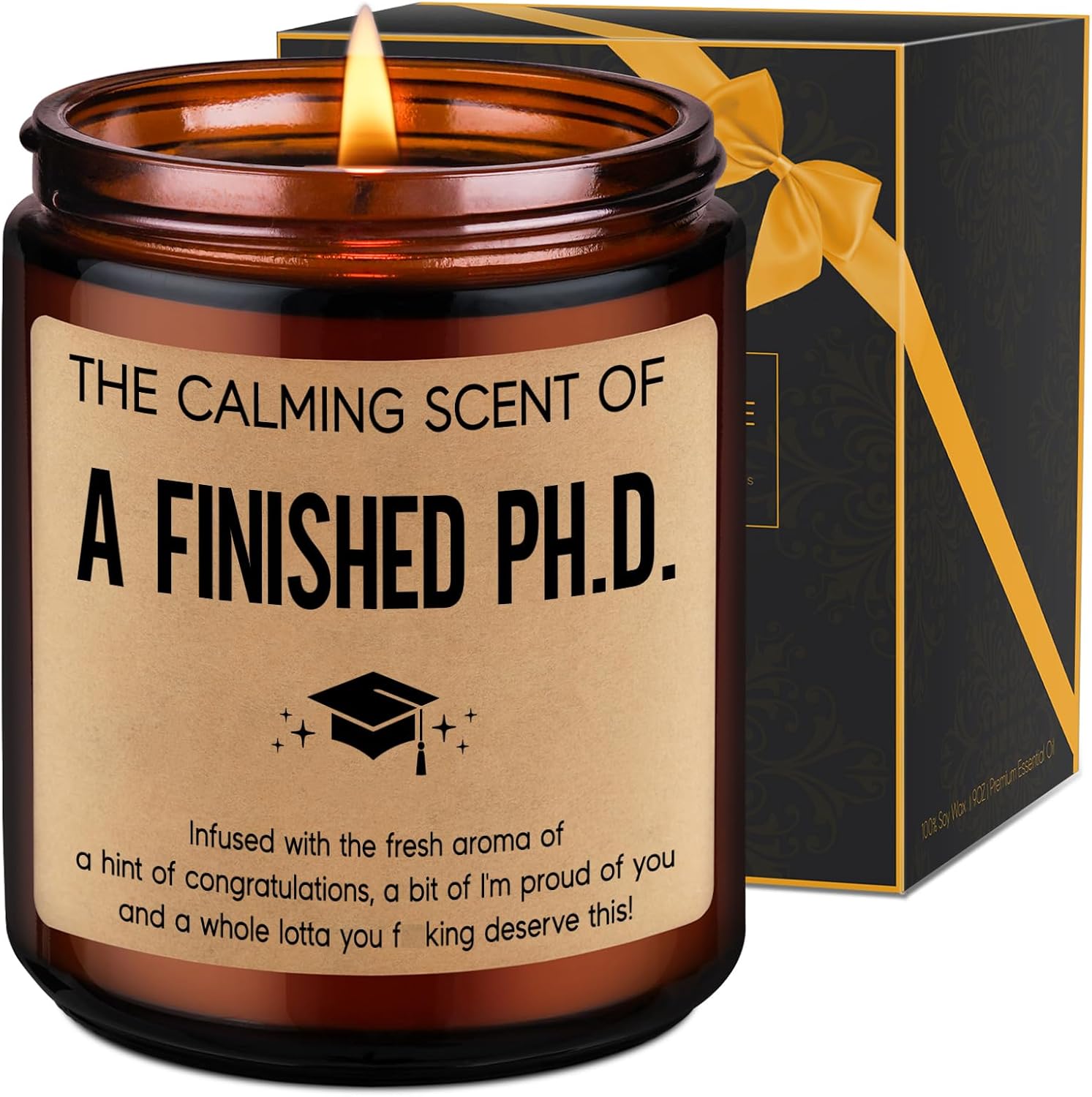 LEADO Grad Candle, PhD Graduation Gifts, Doctorate Degree Present for Women, 2025 Graduation Gifts for Her, Him - Funny Dissertation, Congrats Grad Present for Doctoral Graduates, PhD Students