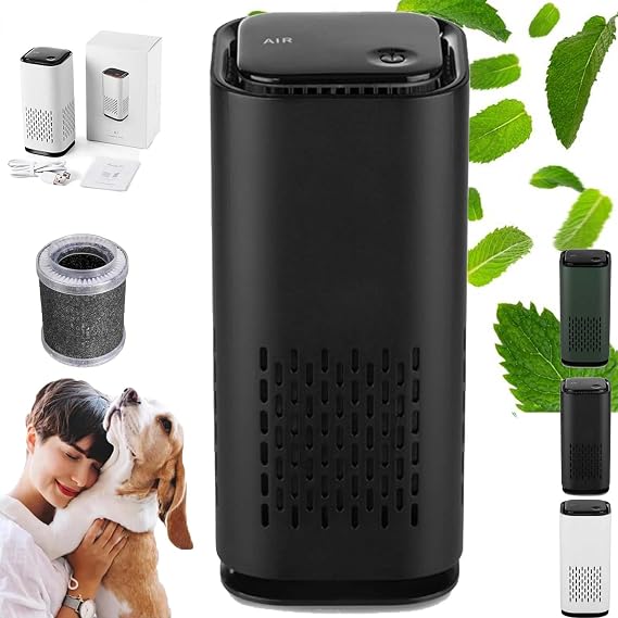 Pet Air Purifier, with True HEPA 3-in-1 Filters, Pet Air Purifiers for Home Cat Pee Smell, Covers Up to 990 Ft2, Quiet 360 intake Air Cleaner for Dust Smoke Odor Dander (Black)