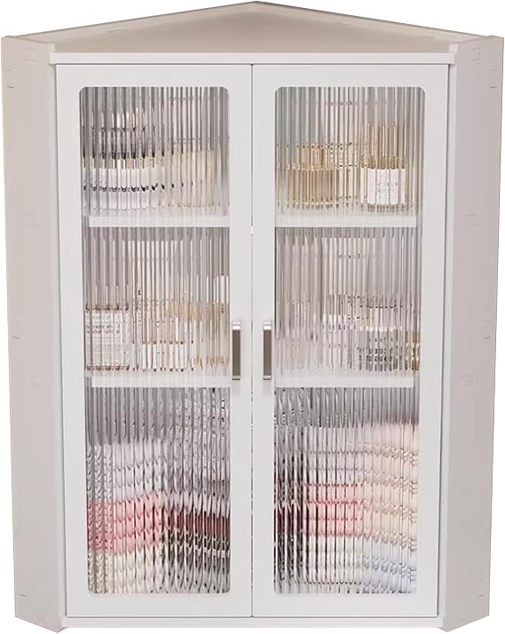 Bathroom Storage Rack Corner Wall-mounted Cosmetics Storage Cabinet Double-door Storage Cabinet Next To The Sink Multi-layer Storage Kitchen Seasoning Floating Rack