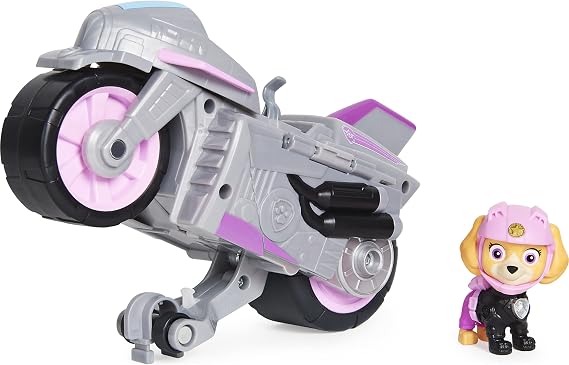 PAW Patrol, Moto Pups Skyes Deluxe Pull Back Motorcycle Vehicle with Wheelie Feature and Figure