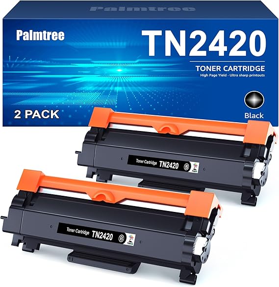 Palmtree TN2420 Compatible Brother MFC-L2710DW Toner Brother MFC L2710DW Toner HL-l2350DW DCP-l2530DW TN-2420 TN 2420 TN2410 TN-2410 MFCL2710DW HL l2350DW DCP l2530DW MFC-L2250DW 710DN HL-L2310D (2 Black)