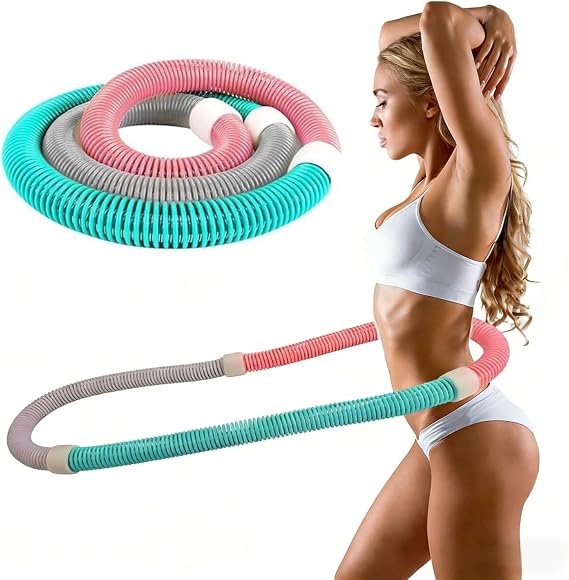 Weighted Hula Hoop, Foldable Soft Spring Infinity Hula Hoop for Waist Training & Weight Loss Slimming Exercise Home Workout Fitness Equipment for Adults Women Home Travel