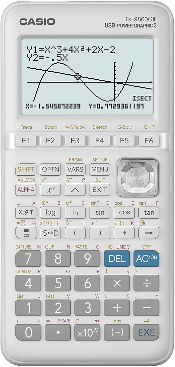 Casio FX-9860GIII Graphing Calculator, 21.2 x 91.5 x 184 mm, Silver Colour
