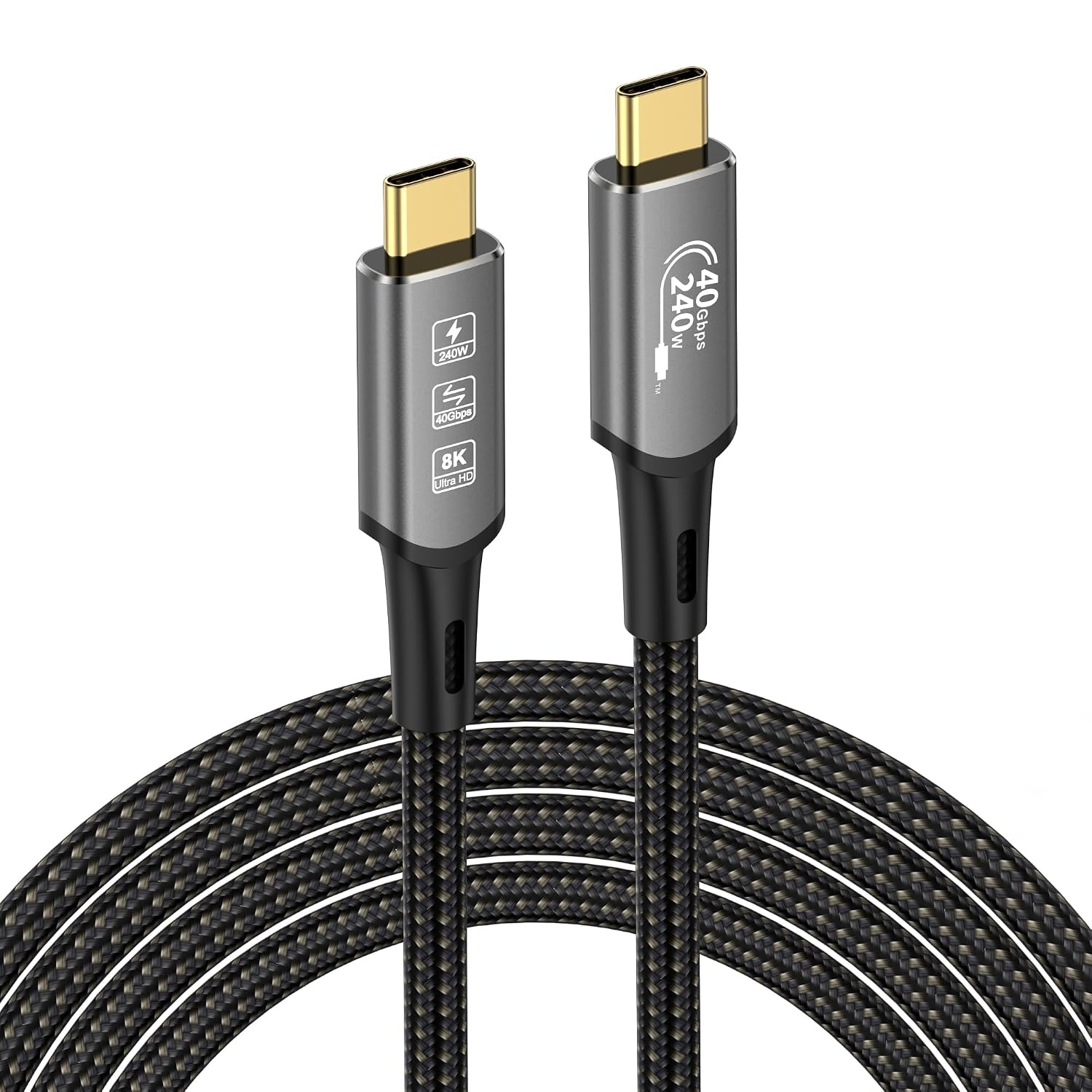 USB4 With Thunderbolt 4 Cable, 240W Charging, 40 Gbps Data, 8K @ 60Hz 4K120Hz HDR, PD3.1, USB C to C for Hub, Dock MacBook, M1 M2, M3, Mac Studio SSD, Laptops, Monitor
