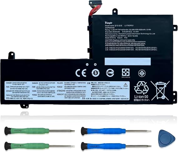 L17M3PG1 Laptop Battery 11.25V 52.5Wh 4670mAh Replacement for Lenovo Legion Y530-15ICH Y7000-2019-PG0 Y7000P Series 5B10Q80766 5B10W67238 L17L3PG1 5B10Q82428 5B10W67419 L17C3PG1 L17M3PG3