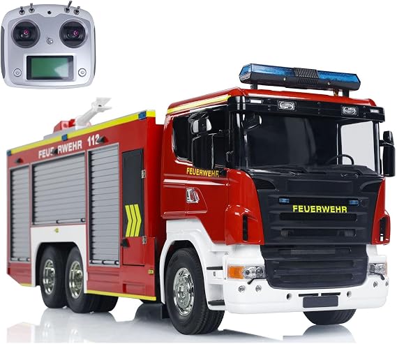 1/14 6X4 Remote Control Firee Fighting Truck RC Fire Vehicles Model Lights Sounds for Adult Hobby