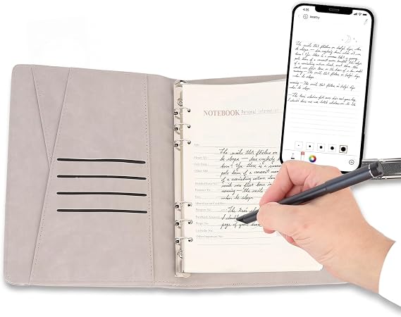 Smart Pen & Notebook Set, Digital Pen Real Time Synchronization Digitization, for Storing and Sharing Notes, Smartpen Writing Set, Compatible with Pad Phone (Black)
