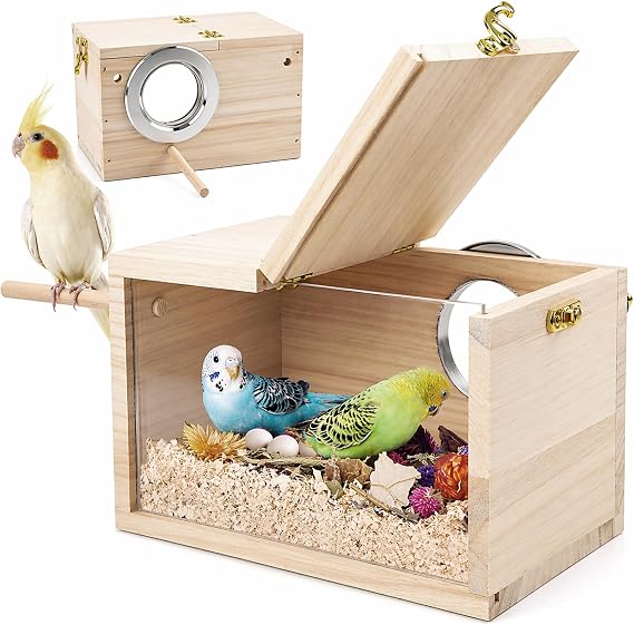 Rypet Parakeet Nesting Box, Cockatiel Bird Nest Box with Perch(S)