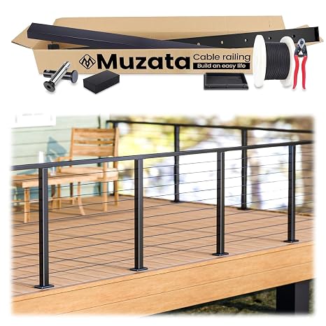 Muzata Complete Cable Railing Kit with Custom Design for Custom Projects