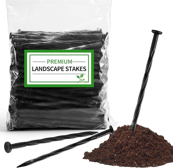 220-Pack 8-Inch Heavy Duty Plastic Landscape Edging Spikes Spiral Anchoring Nails for Paver Edging, Weed Barrier Fabric, Artificial Turf & Garden Borders Rust-Free Nylon Stakes