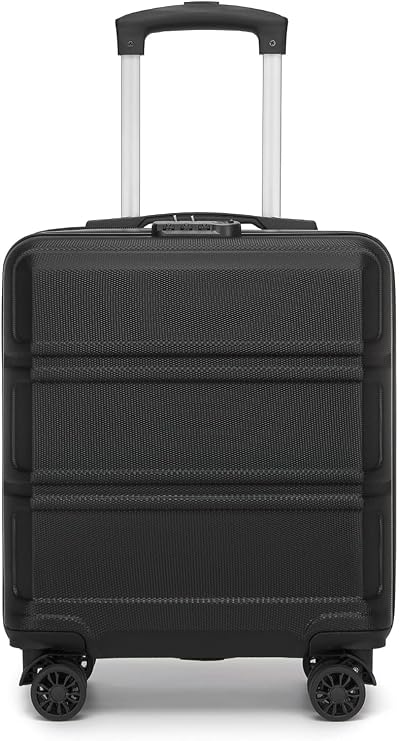 KONO Small Suitcase 16 Inch Lightweight ABS + PC Hard Case with Combination Lock Travel Suitcase with 4 Wheels Hand Luggage for Ryanair and easyJet 45 x 35 x 20 cm Black